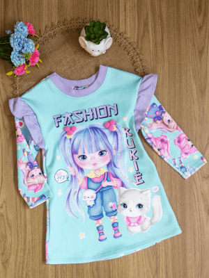 Vestido kukie infantil boneca anime em Fly Tech